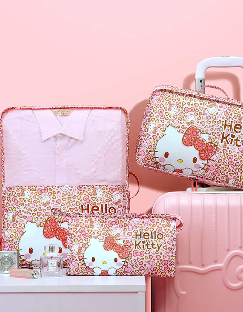 Organizador de almacenamiento de ropa de viaje de Hello Kitty, juego de 6 piezas