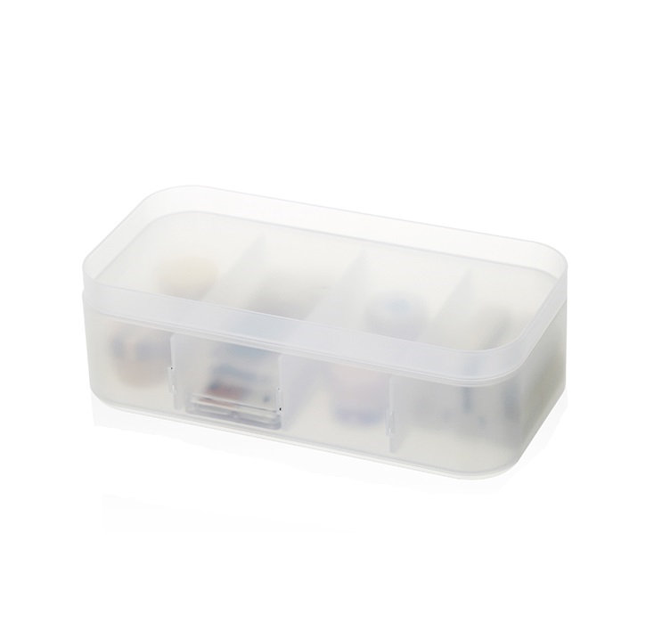 Caja de plástico apilable con tapa y 3 separadores extraíbles, S