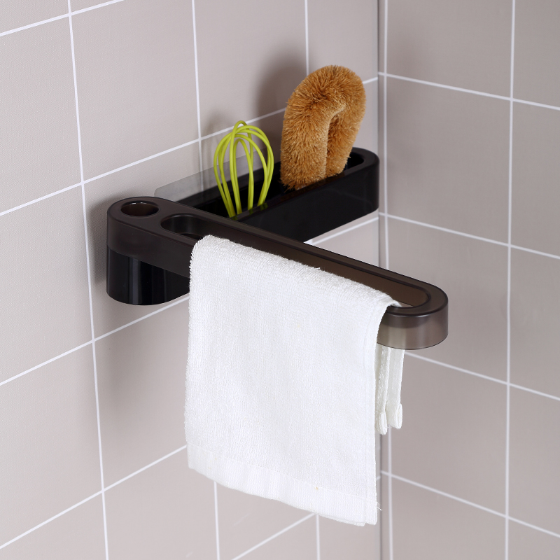 Toallero de PP para cocina, baño, toallero de mano, barra de toalla, pegamento sin clavos, estante organizador de toallas ajustable de plástico