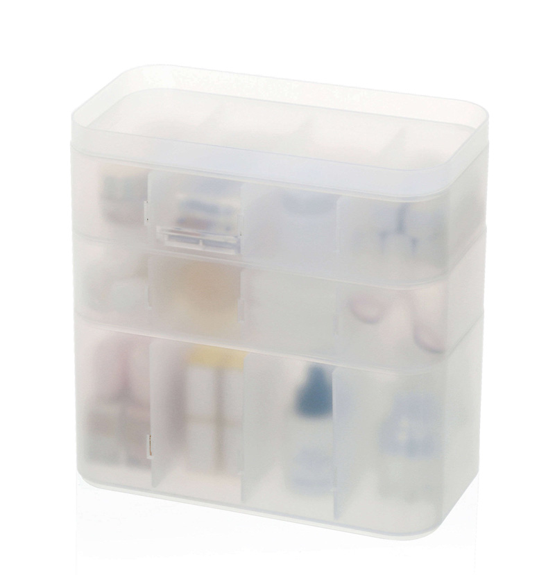 capas de cajas de almacenamiento de plástico apilables con tapas, cada caja tiene 3 divisores extraíbles.
