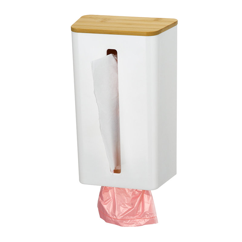 Dispensador de cocina para el hogar para bolsas de pañuelos Caja de pañuelos de plástico a prueba de herrumbre montada en la pared con soporte de bolsa abierto para un fácil acceso