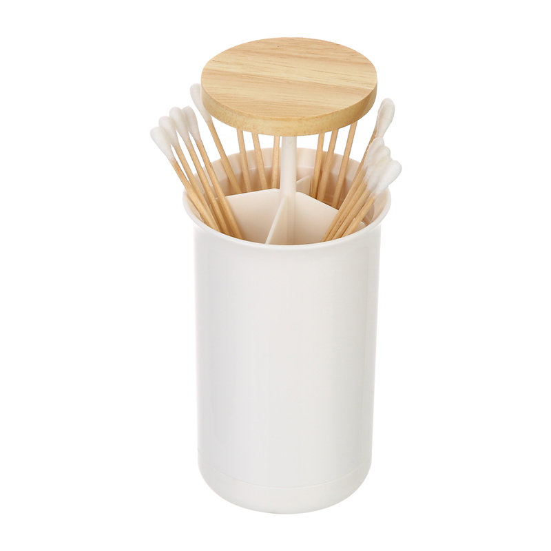 Dispensador de palillos de dientes con cilindro inteligente para cantina doméstica, tapa de bambú, soporte de plástico para palillos de dientes con divisor