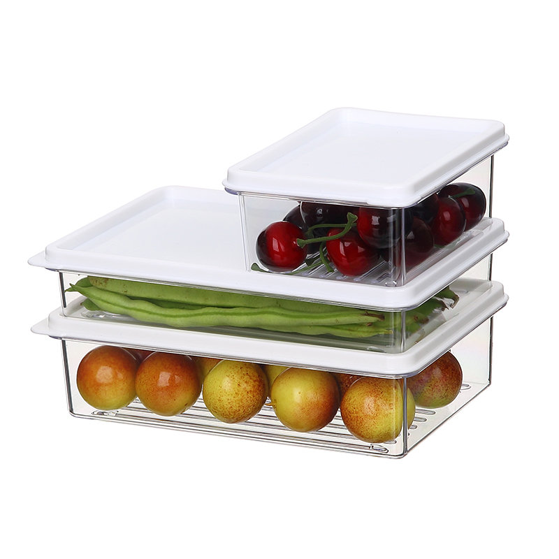 Caja de almacenamiento transparente para alimentos, frutas y verduras, refrigerador de cocina, congelador, refrigerador de plástico, contenedor de almacenamiento de alimentos