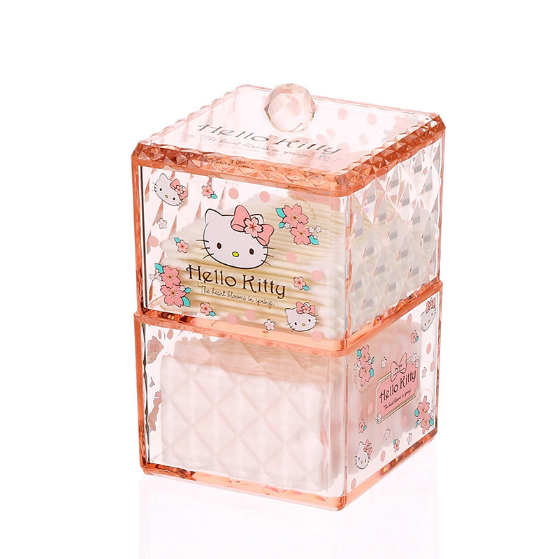 Caja contenedora organizadora de cajón cuadrado apilable de Hello Kitty con tapa caja organizadora de maquillaje de joyería de plástico