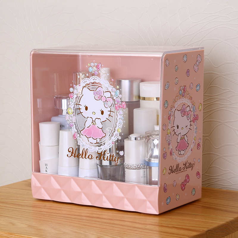 Caja de almacenamiento de estuche cosmético con diseño de bisagra para mujeres y niñas, caja organizadora de maquillaje de plástico mediano con cubierta extraíble