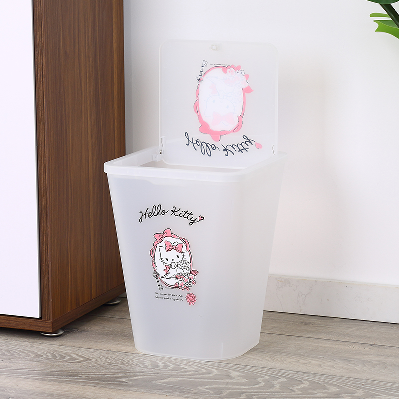 Papelera lavable de Hello Kitty para el hogar, papelera de PP para habitación de niña, papelera de cocina de plástico con tapa