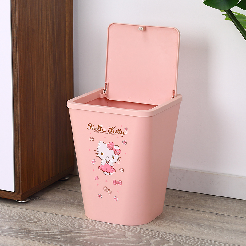Papelera lavable de Hello Kitty para el hogar, papelera de PP para habitación de niña, papelera de cocina de plástico con tapa
