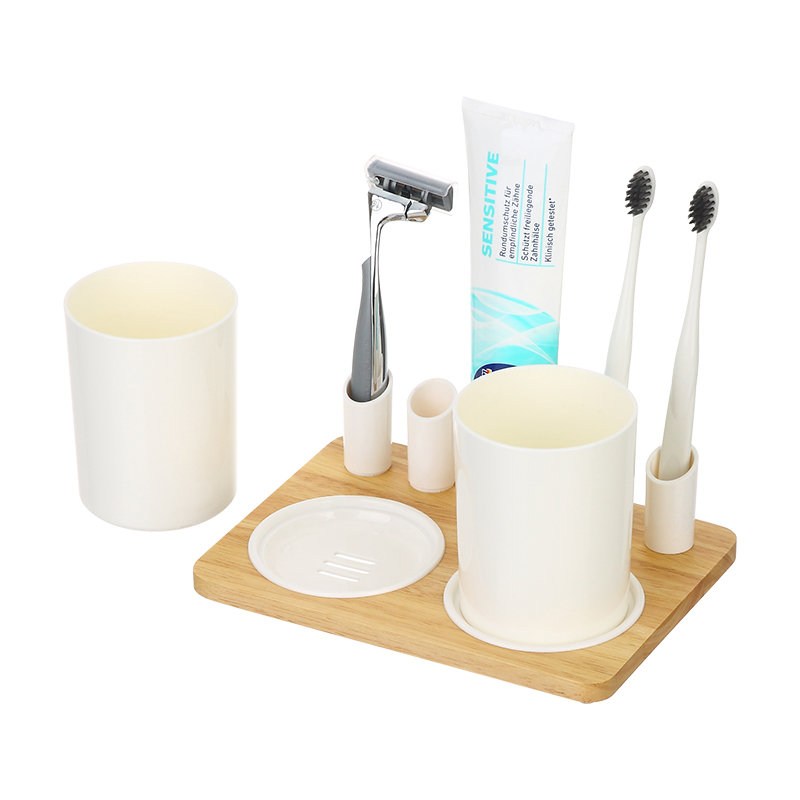 Organizador de baño para el hogar de diseño Simple moderno, caja de pasta de dientes para cepillos de dientes, conjunto organizador de accesorios para encimera de baño de plástico