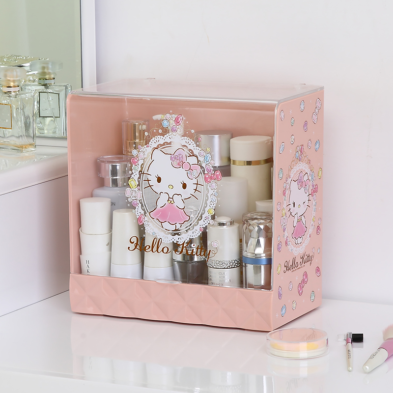 Caja de almacenamiento de estuche cosmético con diseño de bisagra para mujeres y niñas, caja organizadora de maquillaje de plástico mediano con cubierta extraíble