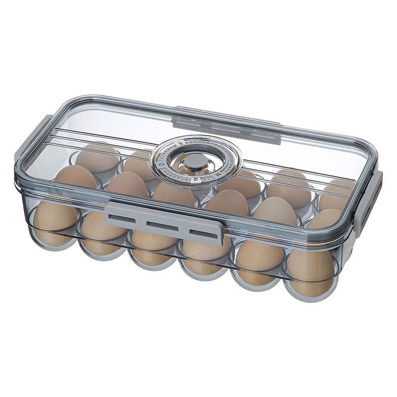 Refrigerador apilable para mascotas, caja de almacenamiento fresca de huevos, soporte de plástico para congelador de huevos de 18 rejillas con temporizador