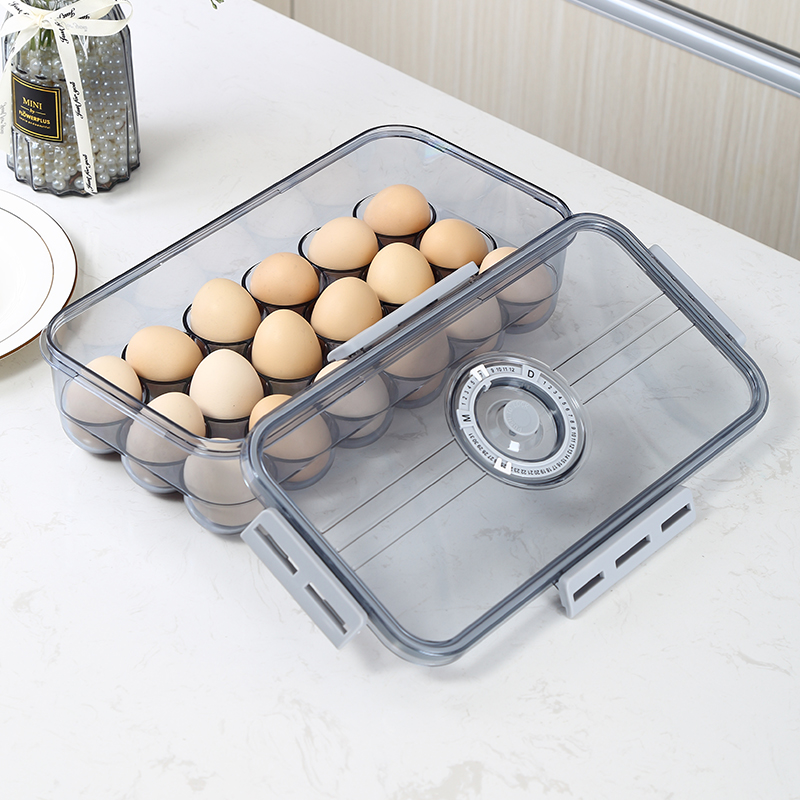 Refrigerador apilable para mascotas, caja de almacenamiento fresca de huevos, soporte de plástico para congelador de huevos de 18 rejillas con temporizador
