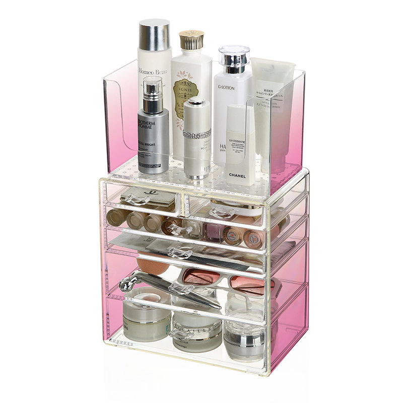 Caja de almacenamiento de cosméticos para joyería PS, juego de brochas de maquillaje, soporte para la cara, 2 uds., organizador de maquillaje de plástico para tocador