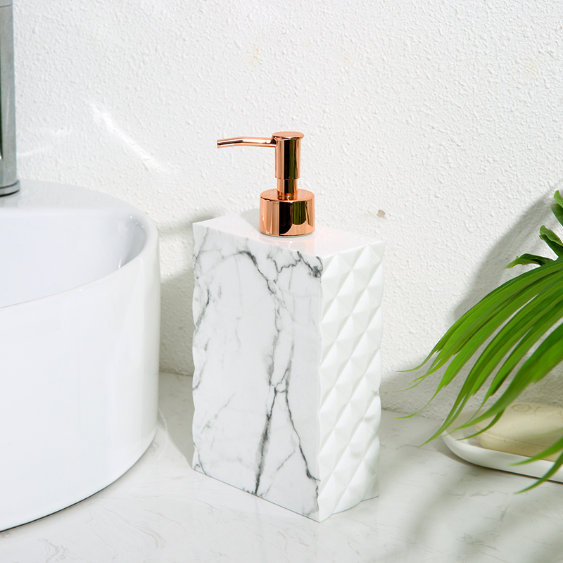 Dispensador de jabón de mármol de oro rosa de plástico ligero accesorios de baño de Hotel de lujo para el hogar