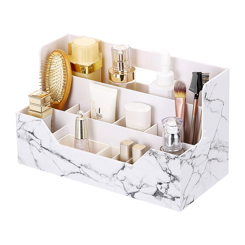 Organizador de cajones de cosméticos de mármol de plástico lavable para escritorio de oficina en casa organizador de maquillaje