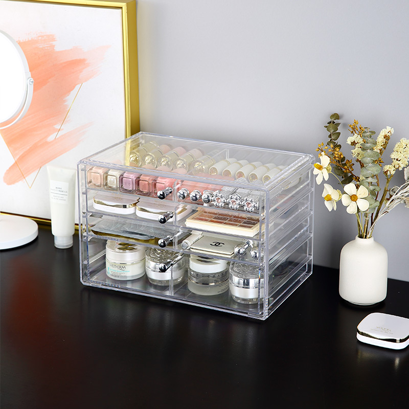 Caja organizadora de maquillaje de joyería de dormitorio grande de plástico al por mayor de proveedor superior