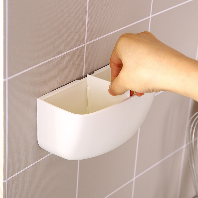 Hogar PP apilable PP 2 en 1 Cubo de almacenamiento portátil Montaje en pared Soporte organizador de almacenamiento de baño de plástico