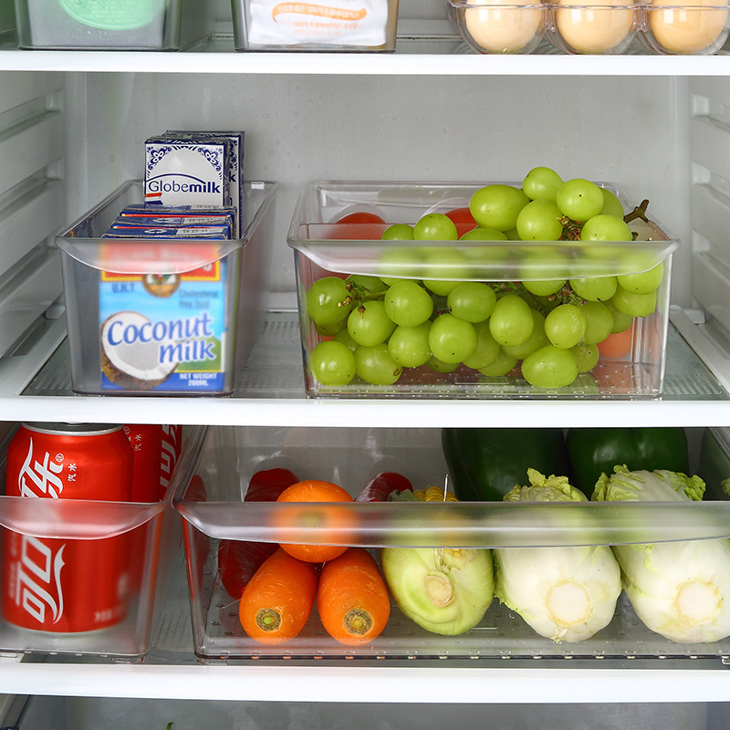 Refrigerador de plástico portátil Organizador de alimentos con asa