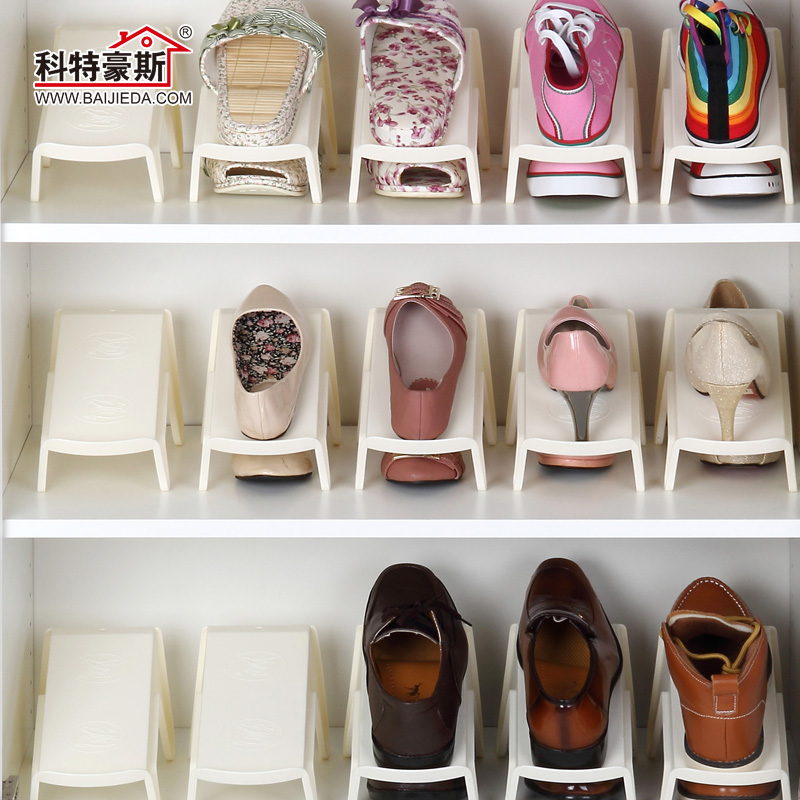 Estante de exhibición de zapatos con ranura para ahorro de espacio, soporte de ahorro de espacio para el hogar, estante de plástico para zapatos, soporte para zapatos