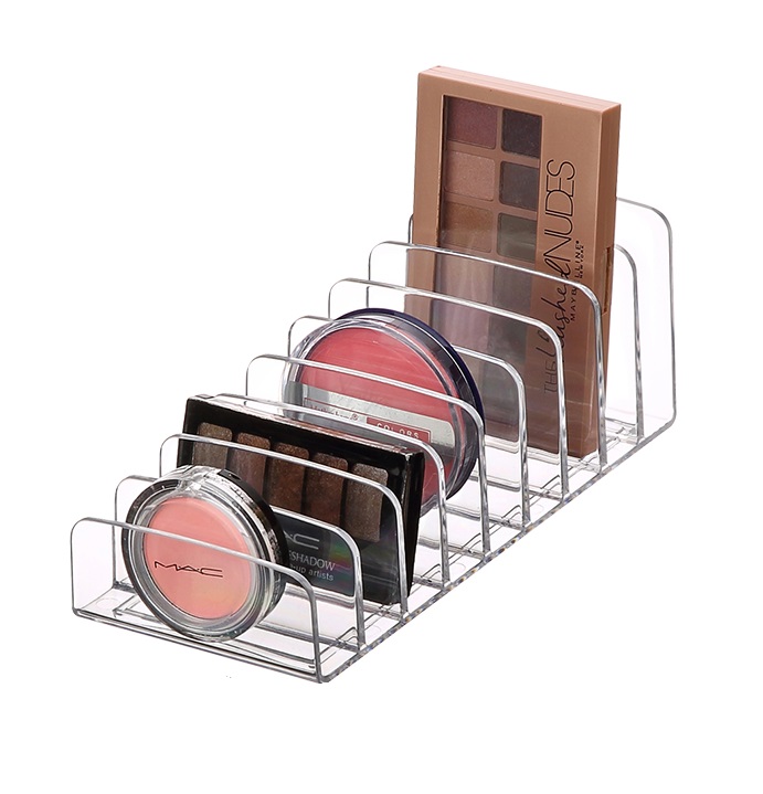 Accesorios de paleta de acrílico de 9 secciones organizador de almacenamiento de cosméticos de tocador de plástico soporte de maquillaje