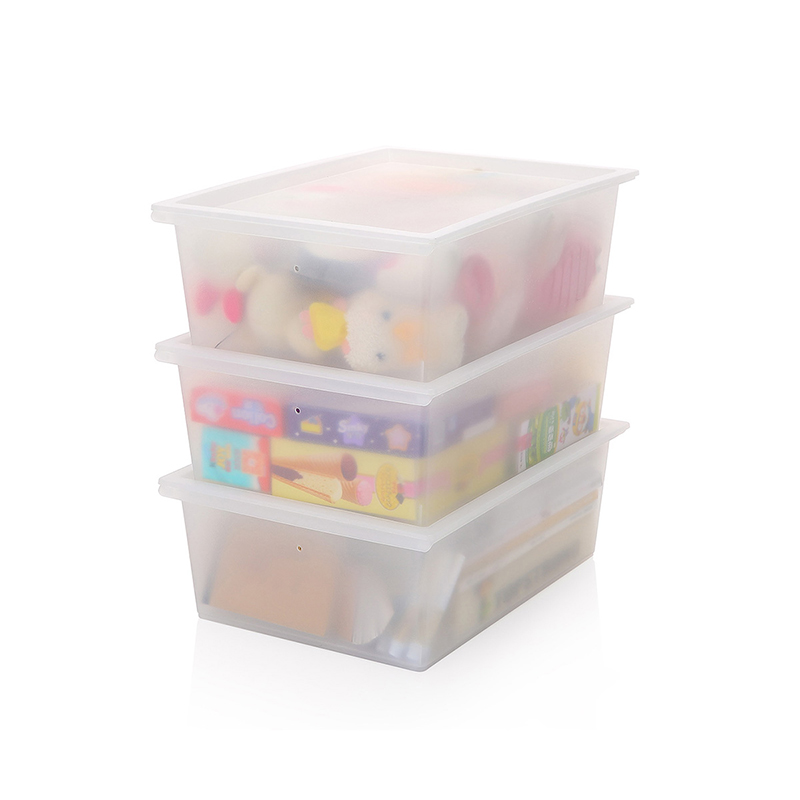 Cubo de almacenamiento de juguetes apilable para el hogar de PP, zapatos de comida, artículos diversos, cubo con tapa, accesorios de necesidades diarias transparentes, caja de almacenamiento de libros