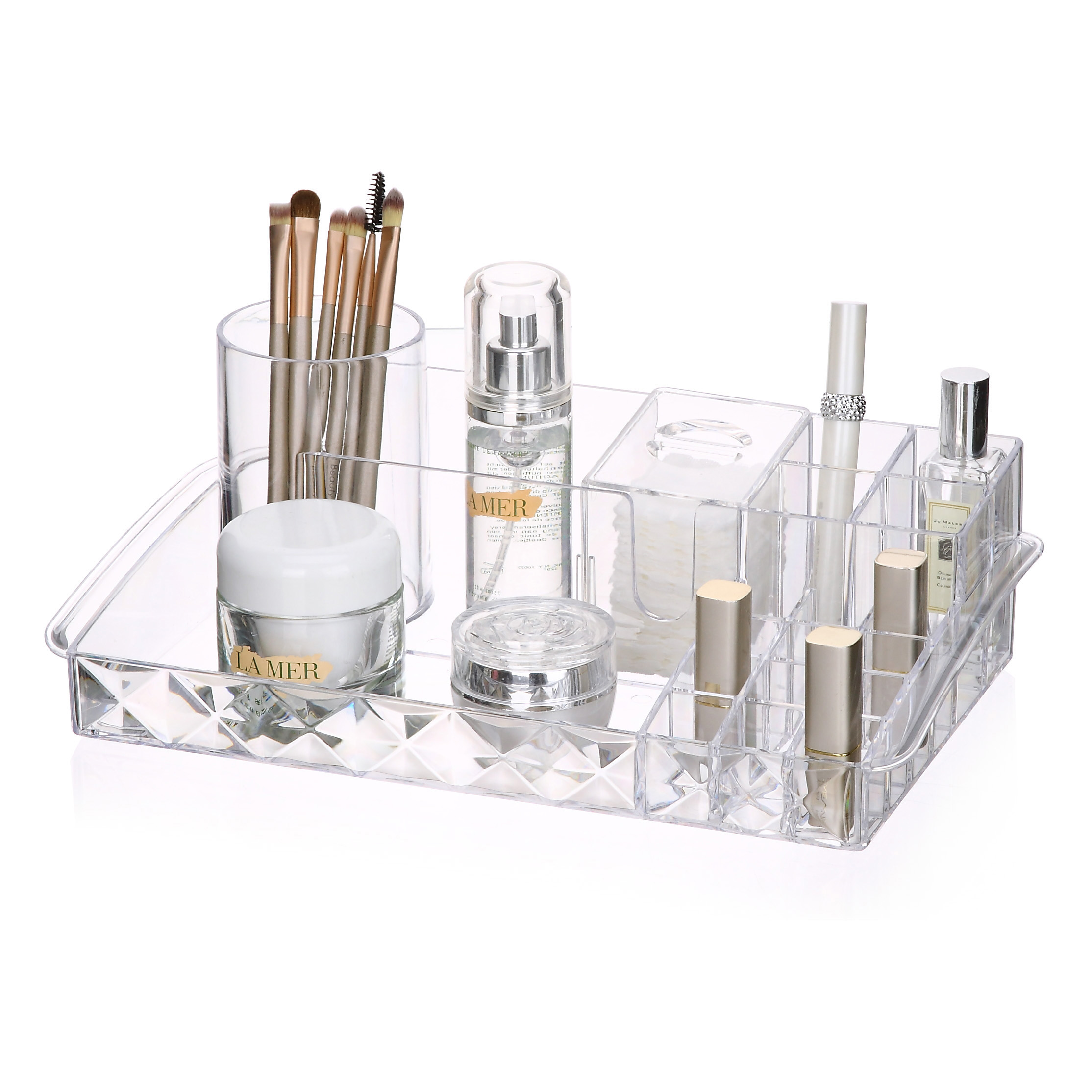 Cepillo de maquillaje a prueba de polvo de escritorio ecológico soporte de almacenamiento de herramientas faciales organizador de almacenamiento de cajón de maquillaje de baño de plástico
