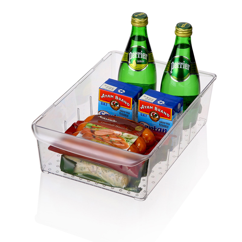 Cajón PS transparente, caja de almacenamiento de bebidas de frutas, encimera, cocina, baño, caja organizadora de almacenamiento de plástico sin tapa