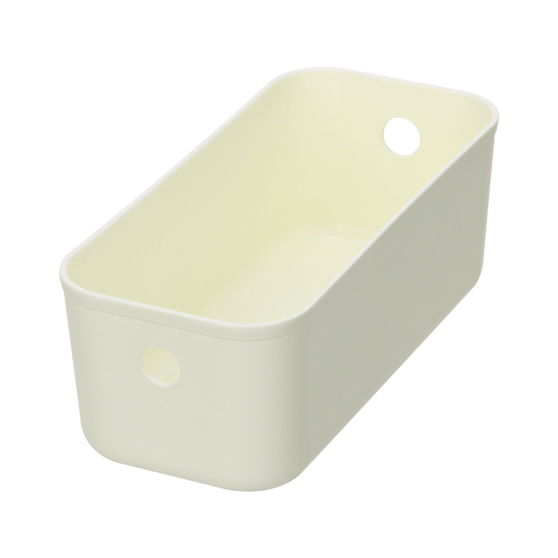 Caja de cesta de escritorio blanca, organizador de cajón de cubo, contenedor de comida de cocina, contenedores de almacenamiento de plástico multiusos con asas