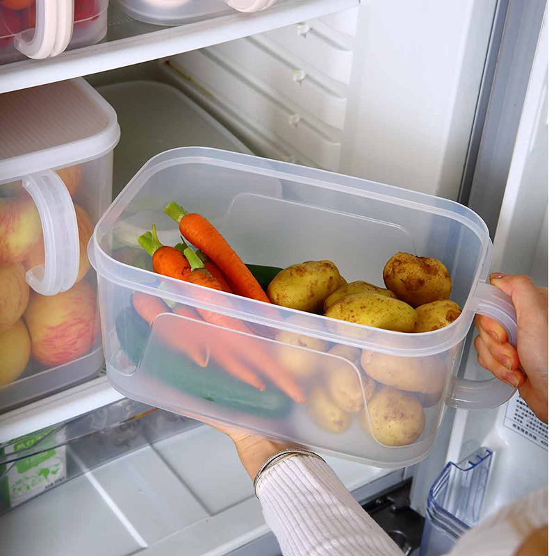 Caja de almacenamiento de despensa para el hogar, refrigerador, 4L, contenedor de almacenamiento de arroz de grano de fruta, contenedor de almacenamiento de alimentos hermético de cocina de plástico