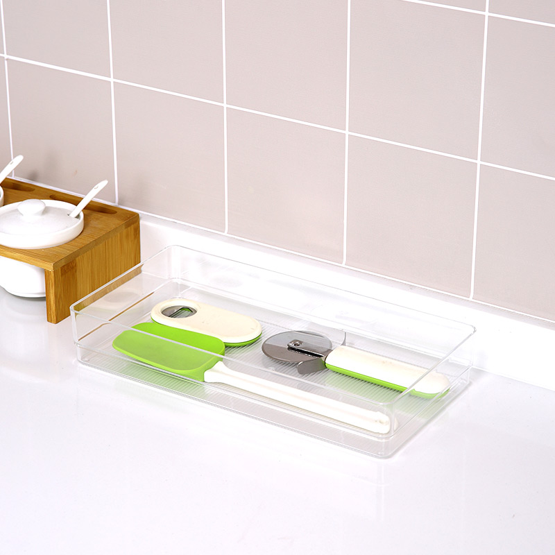 Gabinete de cocina transparente lavable Organizador de almacenamiento de cajón de mesa para utensilios de cubiertos Gadgets