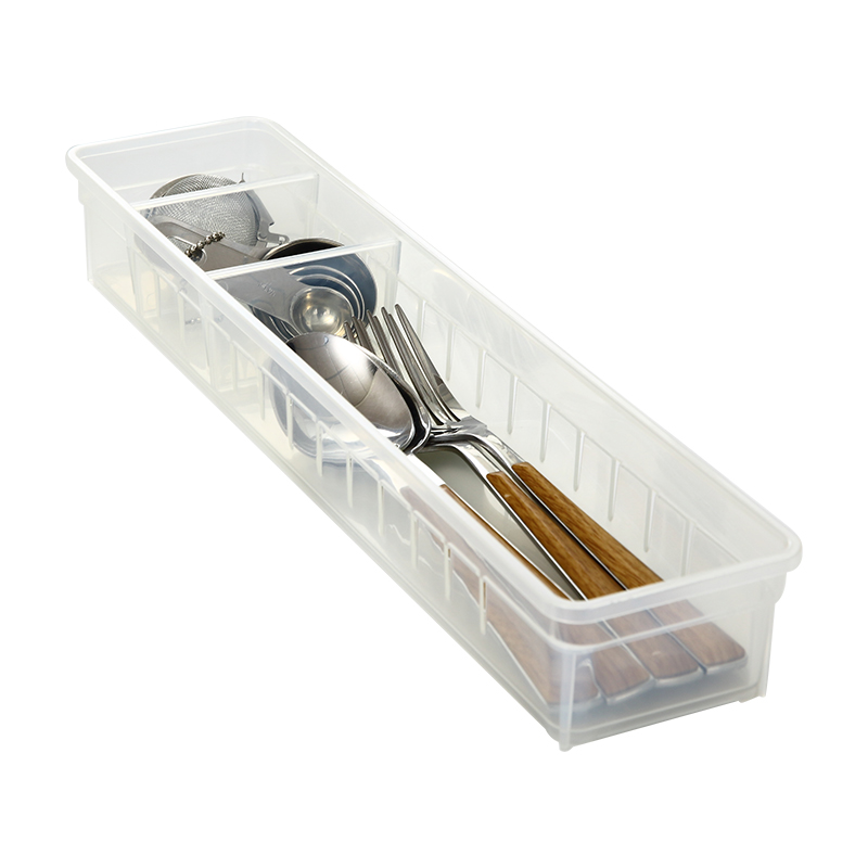 Organizador plástico del cajón de la bandeja de los cubiertos de la caja de almacenamiento del alféizar de la cocina de la cocina con los divisores