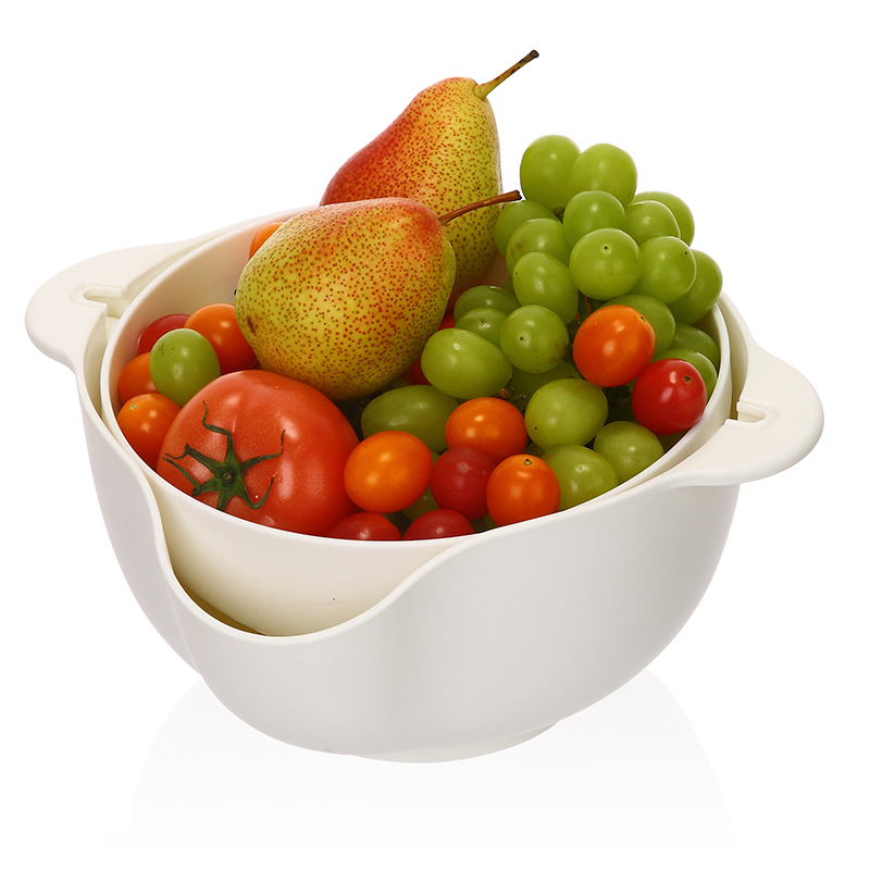 Escurridor de frutas y verduras de doble capa para cocina, cesta de almacenamiento de utensilios de cocina, escurridor doble de plástico